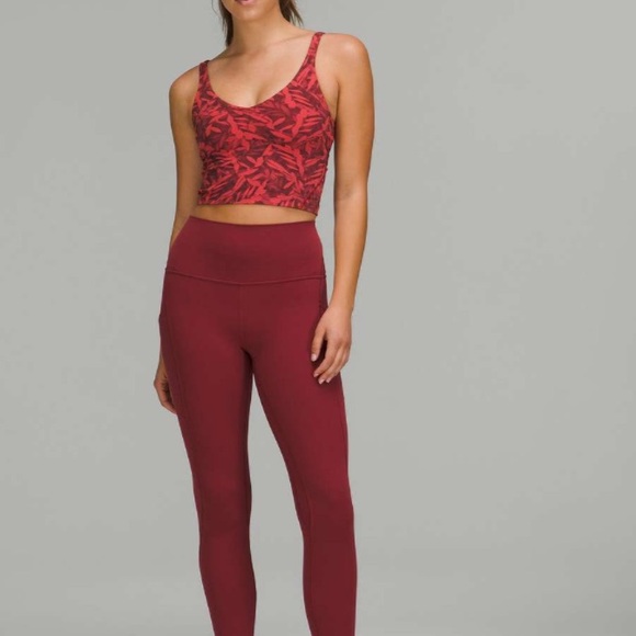 Lululemon Align Cropped Tank Top Spray Leaf Fireside Red Multi Size 2 - Picture 3 of 11